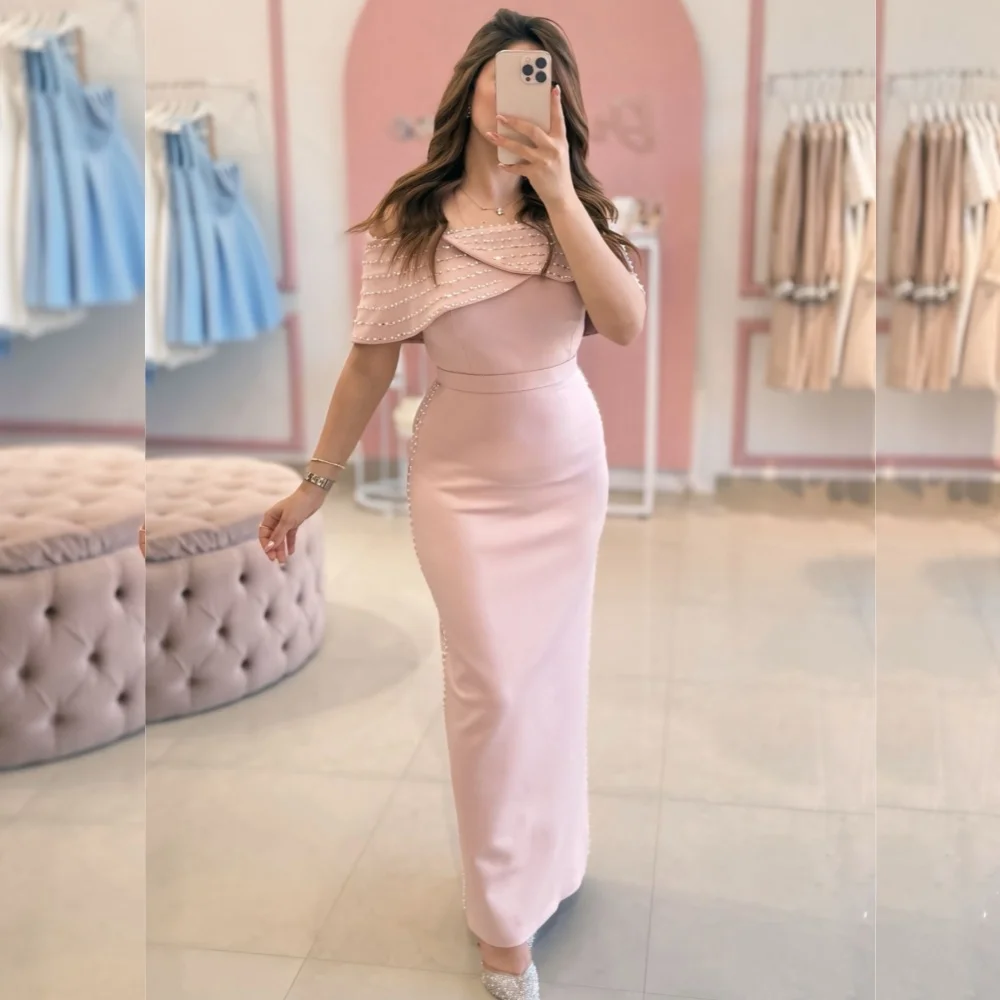 

Customized Fashion Elegant Jersey Sequined Pleat Straight Off-the-shoulder Midi Dresses Bespoke Occasion Casual