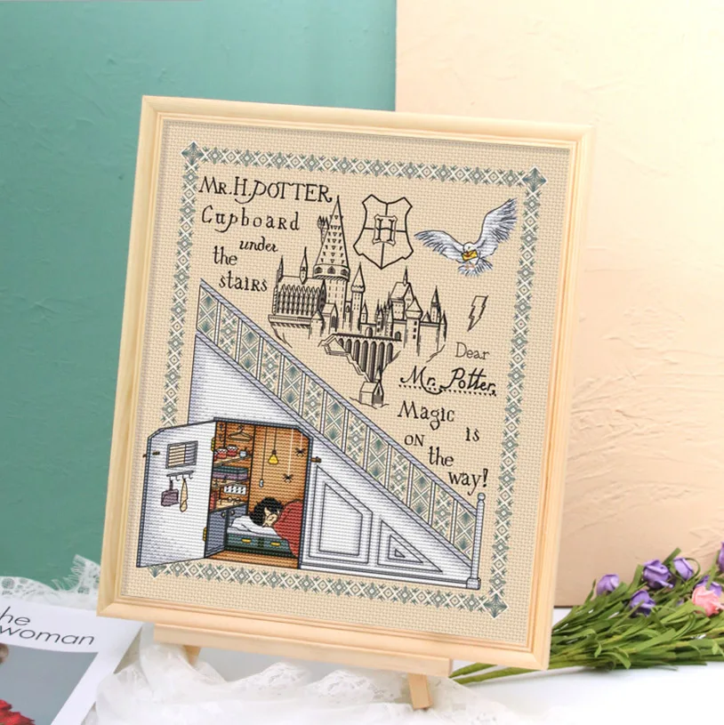 

Набор для вышивания крестиком в европейском стиле с принтом персонажей для гостиной, нитки DMC, текстиль для дома, текстильное искусство