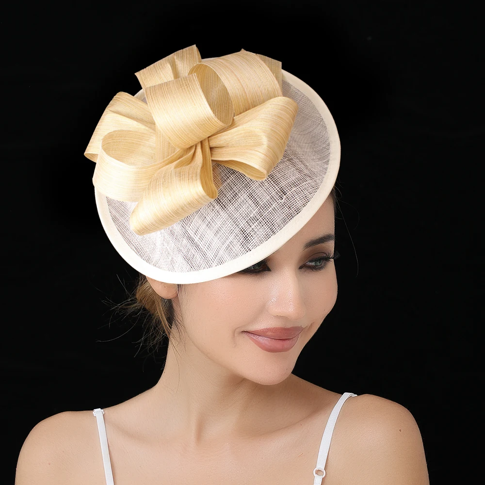 Women's High-Quality Sinamay and Silk-Linen Fascinator Hat Headwear Headband Wedding Bride Hair Accessories With Hair bands