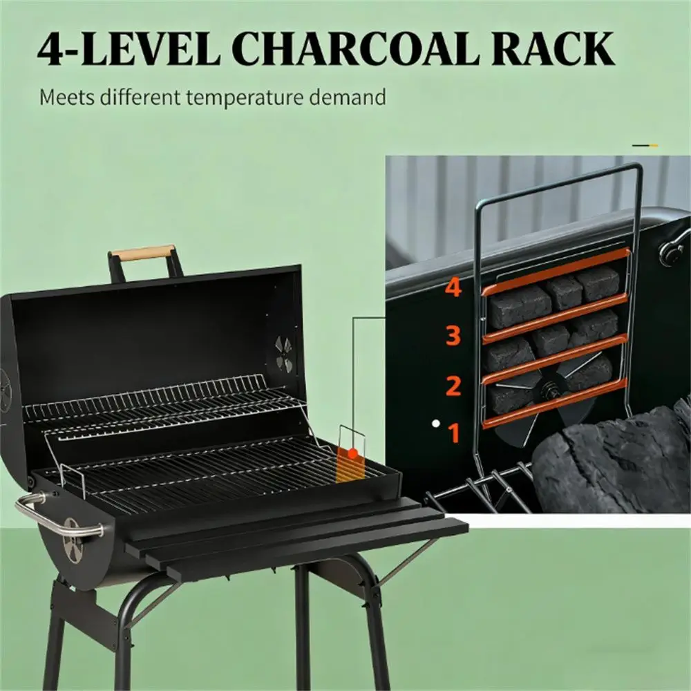 Black charcoal grill for backyard picnics, durable outdoor cooking utensils