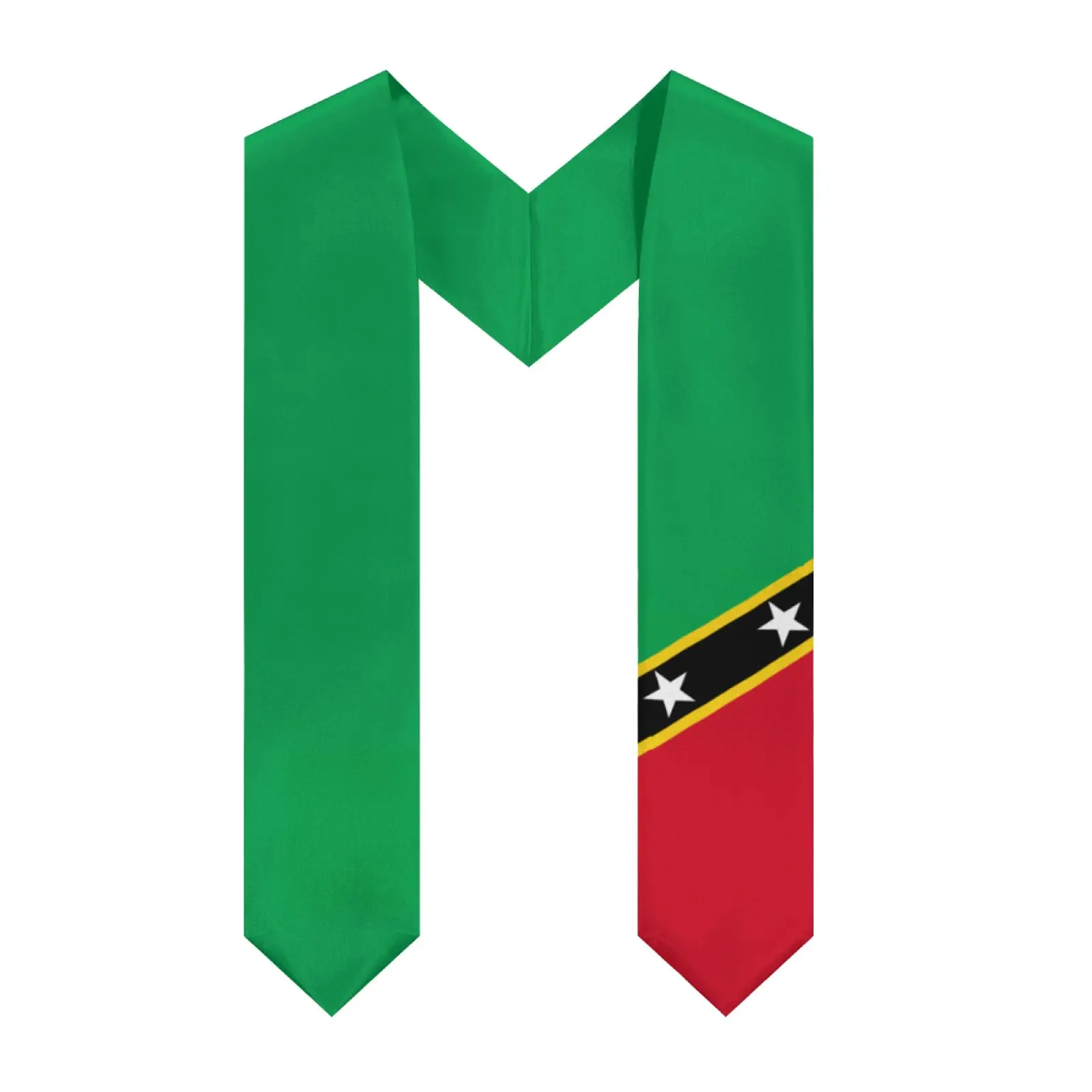 

2025 Saint Kitts and Nevis Flag V-neck Graduation Stole Shawl Sash Honor For Study Aboard International Students