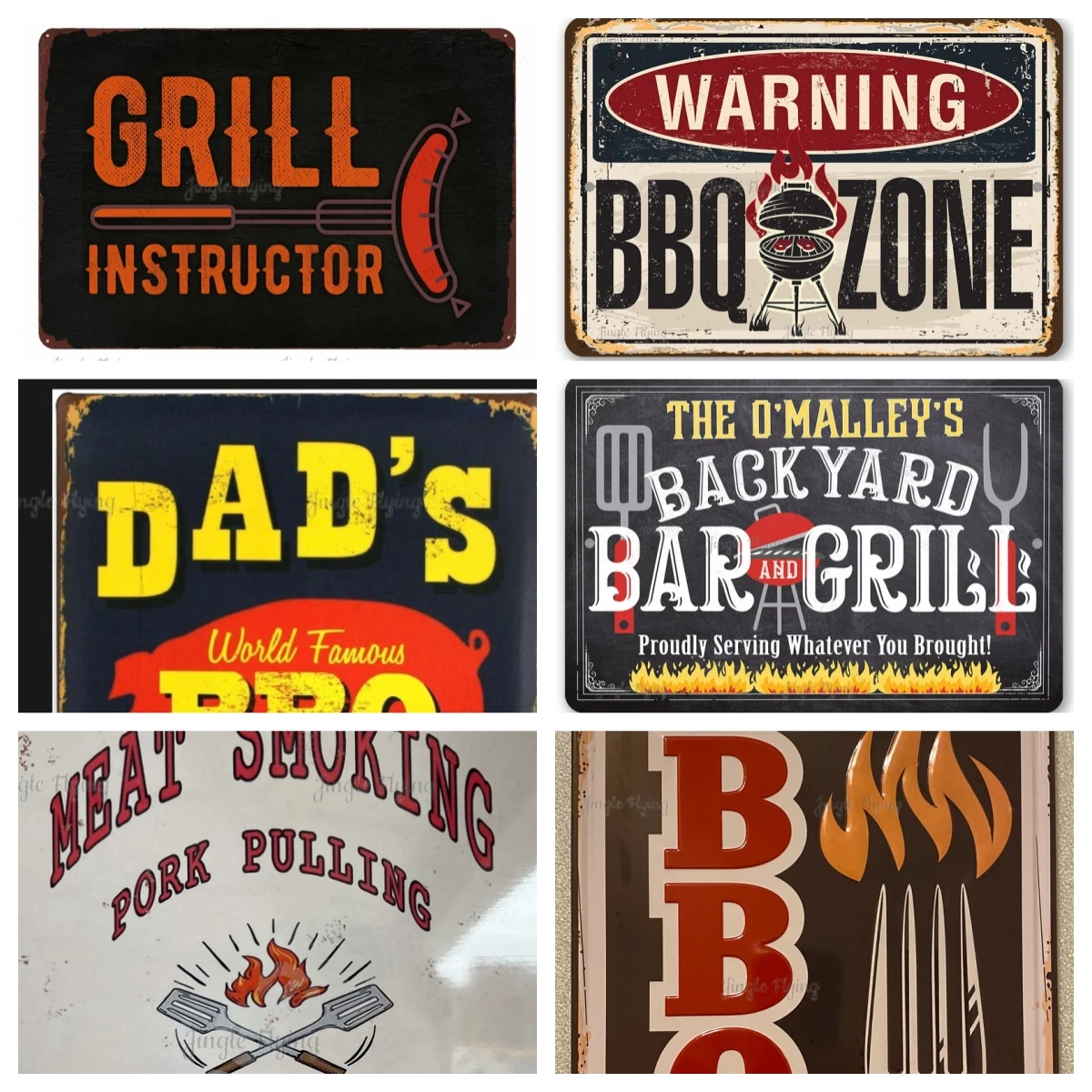 Meat Smoking Pork Pulling Bbq Fresh Bbq Premium Meat Embossed Retro Sign Vintage Tin Sign Man Cave Garage Art Grill Decor