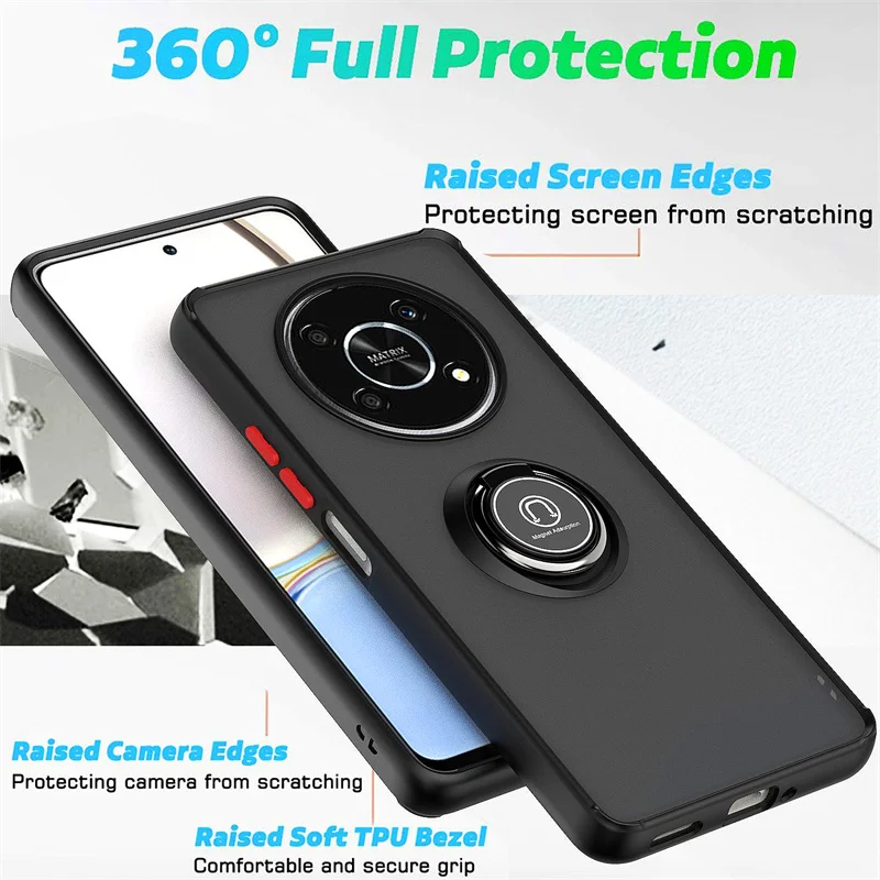 For Honor X9 X 9 4G Case Car Magnetic Ring Stand Holder Armor Cases For Honar Honor Magic 4 Lite 5G X30 HonorX9 Matte Back Cover