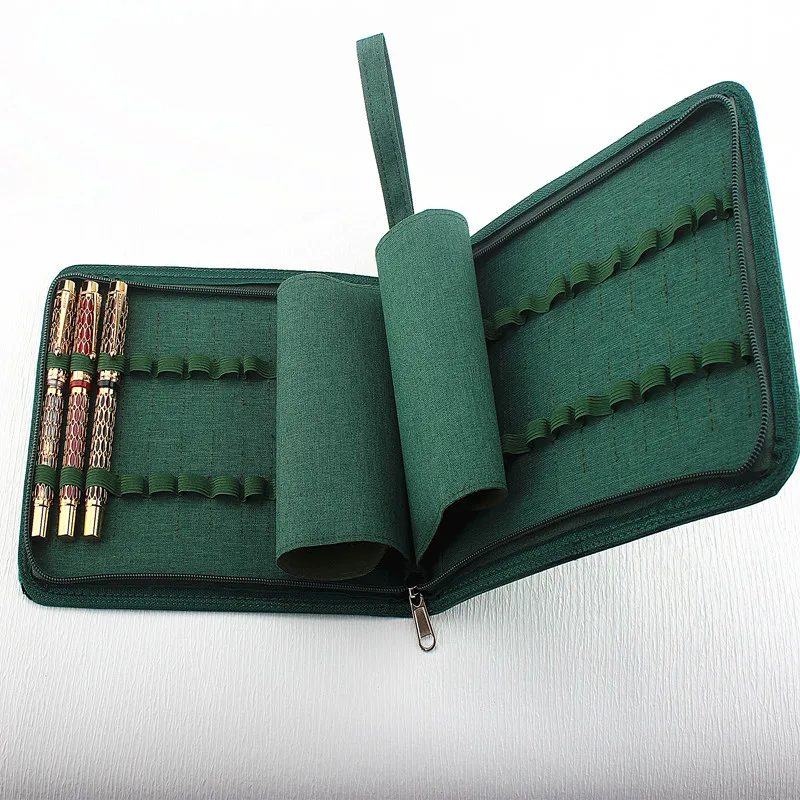 Pencil Case Large Capacity 24 Holes Leather Pen Bag Canvas Painting Storage Holder Smooth Zipper School Supplies Stationary