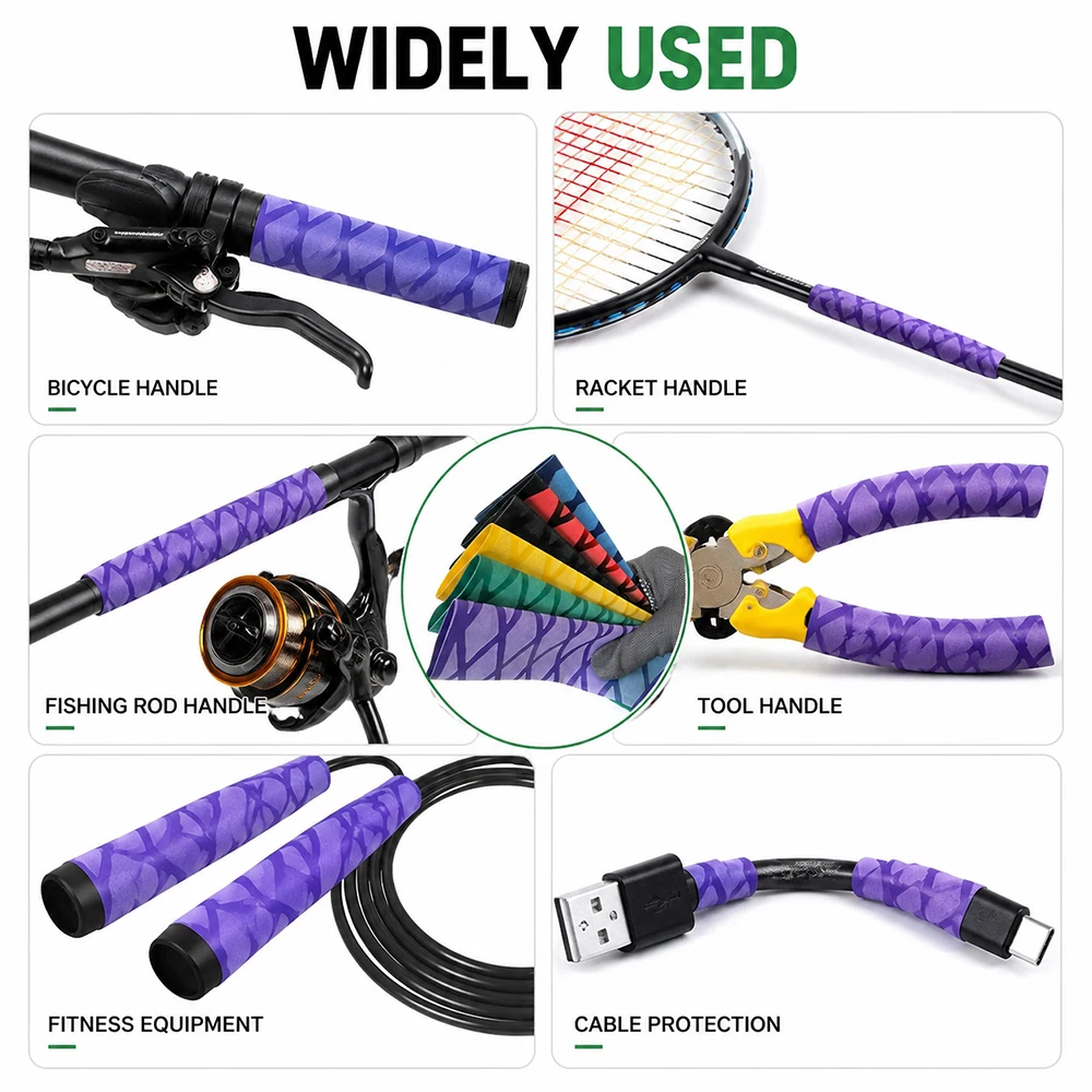 1M Non-slip Heat Shrink Wrap Tubing Fishing Rod DIY 6 Colors Handle Insulation Waterproof Racket Handle Grip 15mm-50mm