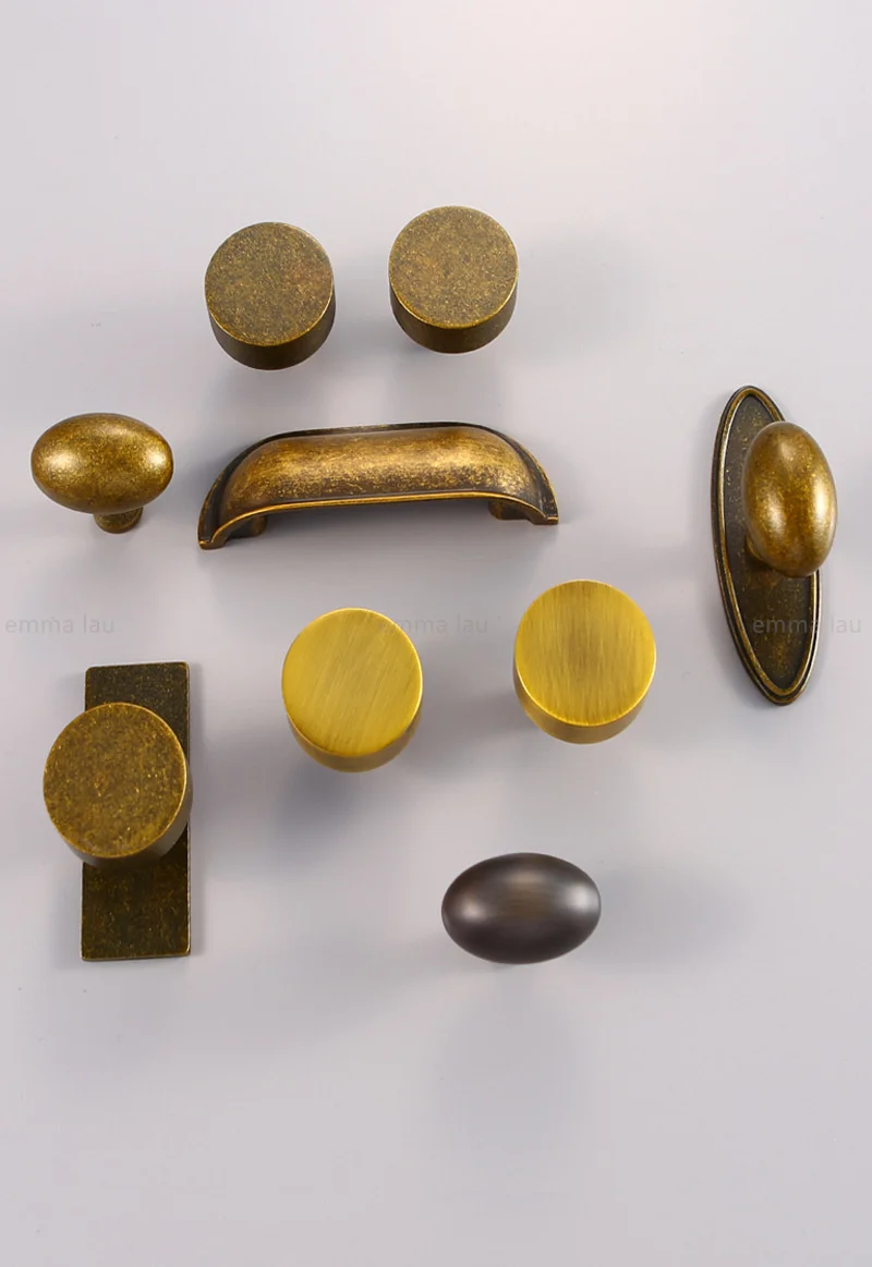 American Retro Style Furniture Handles Brass Wardrobe Drawer Pulls Bronze Kitchen Cabinet Shoe TV Closet Door Knobs Hardware Diy