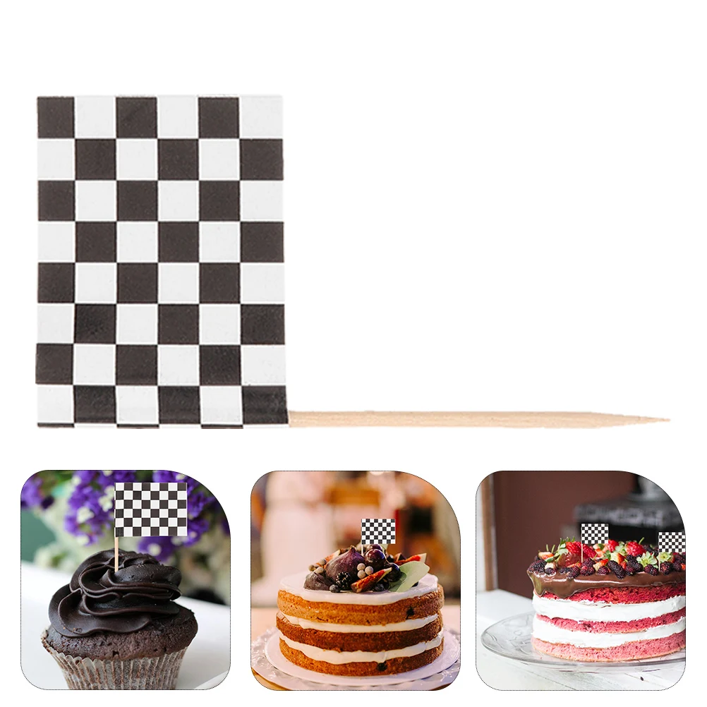 

360Pcs Mini Checkered Flags Racing Theme Cake Toppers for Cupcakes Appetizers Cheese Platters Cocktail Decor Party Supplies