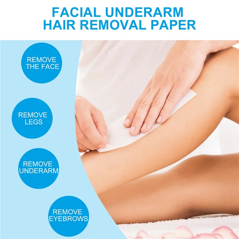 B26B 200 Pack Hair Removal Waxing Strips Non Woven Wax Strips Epilating Strips For Face, Legs, Underarms, Body And Bikini, White