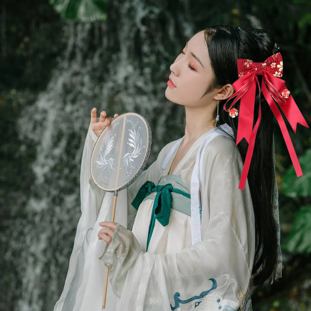 Presilha de cabelo para saludos de ano novo com laço estilo chinês, acessórios infantis para meninas