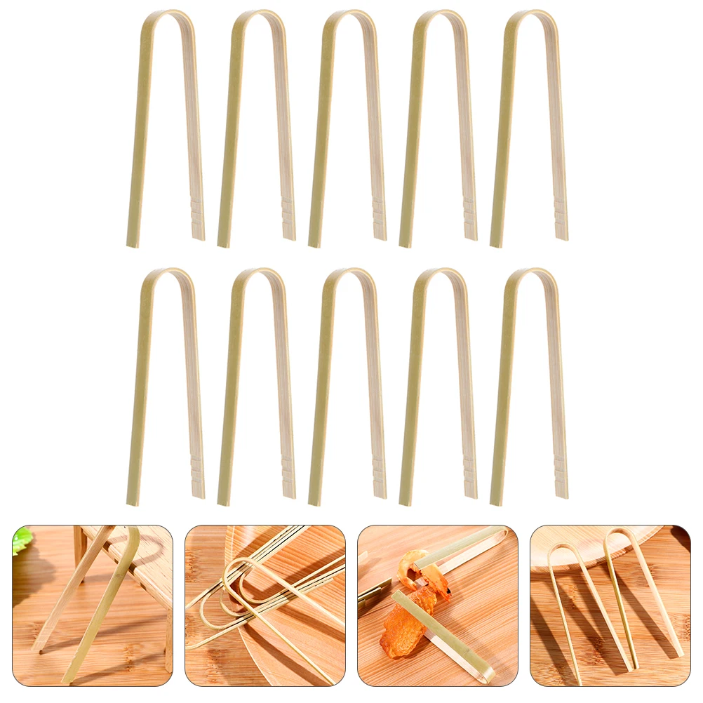 

10pcs Bamboo Pastry Clips Kitchen Utensils Bread Cooking Tweezers Salad Toaster Food BBQ Tools Serving Accessories