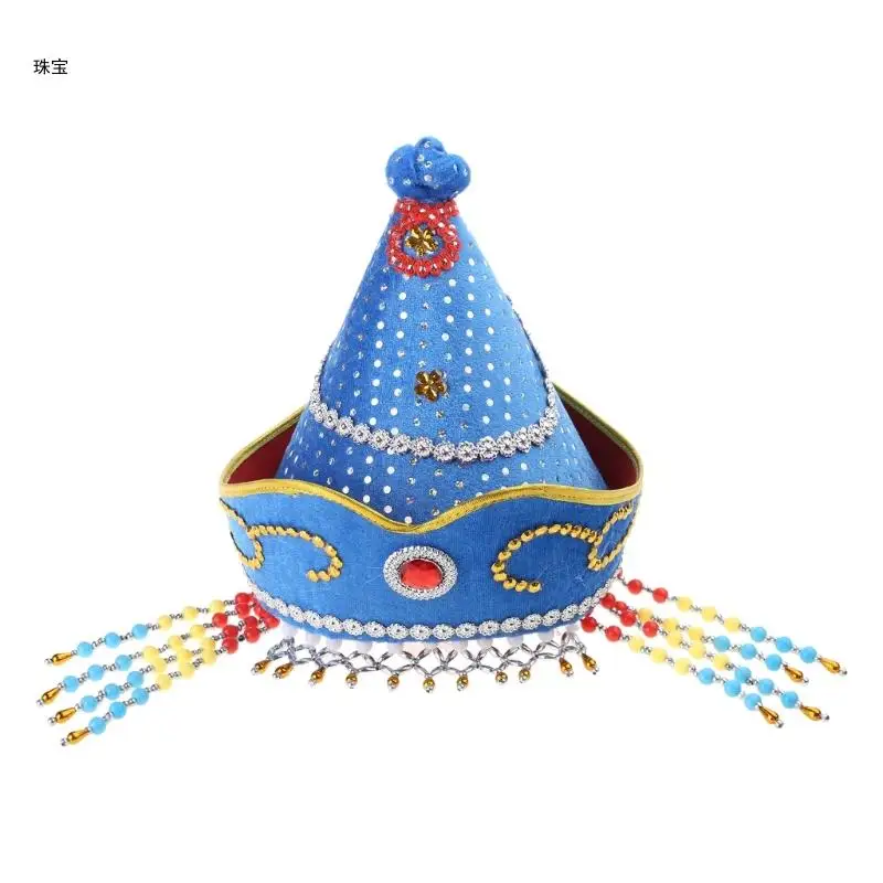 

X5QE Traditional Mongolia Dance Costume Hat Family Gathering Stage Props Dance Hat