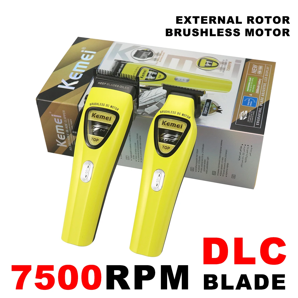 Kemei KM-1566 KM-1567 Professional Hair Clipper Kit for Men DLC Blade External Rotor Brushless Motor Barber Machines Barber Shop