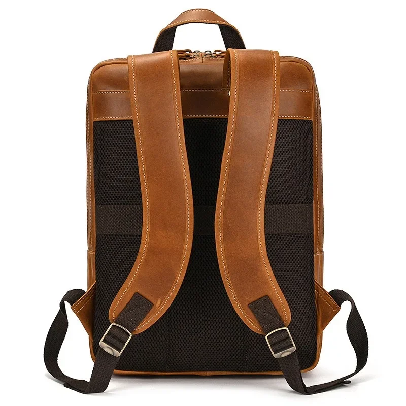 Men Genuine Leather Backpack Crazy Horse Leather Vintage Style Travel Bagpack Bag School Bag Leather Daypay Man Women Bag