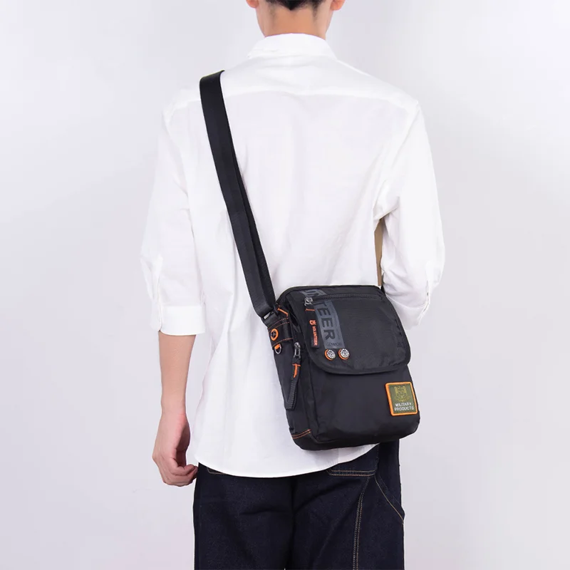 Volunteer Crossbody Bag for Men Fashion Casual Travel Nylon Bag Man Waterproof Multi-pocket Large Capacity Shoulder Bag 1609-12