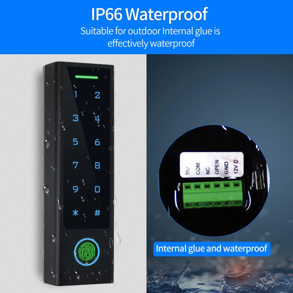 Waterproof TTLock App Standalone Access Control Keypad Digital Code Fingerprint IC Card Remote Control Access Controller Reader