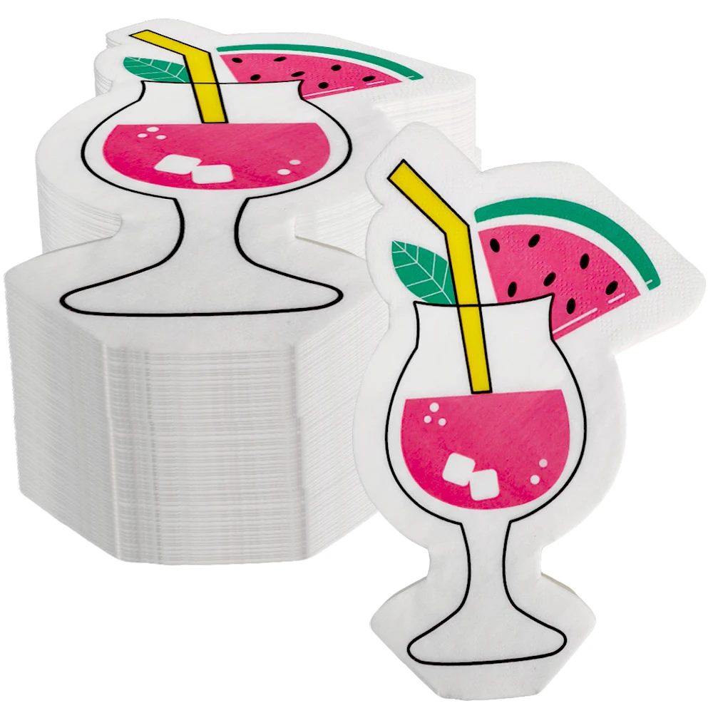 Sommer Hawaiianische Cocktailservietten Kokosnuss Wein Tasse Zitrone Tropische Palmblätter Form Einwegservietten Hawaiianische Party Tischdekoration – Detail 2
