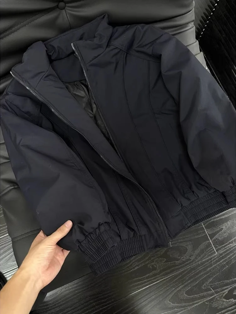 เสื้อแจ็คเก็ตผู้ชาย Cleanfit ผ้าฝ้ายทรงหลวม คอตั้งแบบเบสบอล ผ้าโพลีเอสเตอร์ สำหรับฤดูใบไม้ร่วงและฤดูหนาว ให้ความอบอุ่น