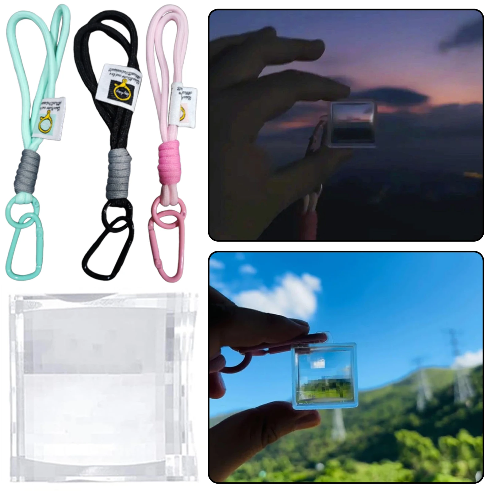 سلسلة مفاتيح بكسل مرآة زجاجية شفافة بكريستال Pixel-View سلسلة مفاتيح فريدة من نوعها قابلة للجمع لحقيبة الظهر مع المفاتيح #6