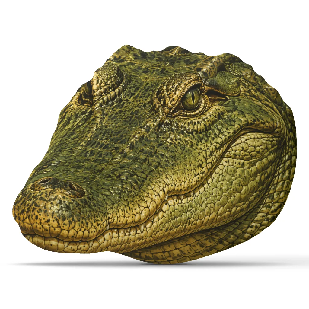 Crocodile Head Floor Cushion Plush Reptile Pillow Shaped Stuffed Throw Cushion Wildlife Decor Gator Lover Gift for Sofa Bed