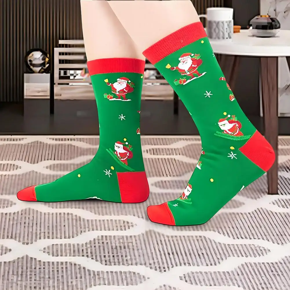 Christmas Stockings Christmas Snowman Winter Socks Cozy High-tube Leg Warmers for Fall Holiday Gift Cartoon Print Warmth