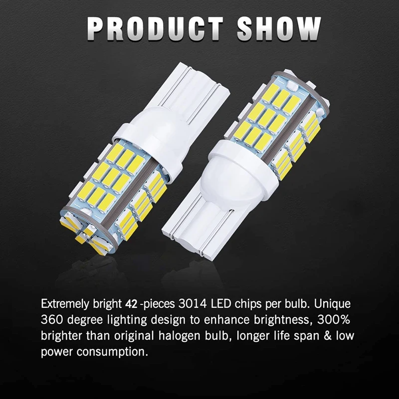 T10 921 194 168 175 LED Bulbs 20-Packs, 3014 42-SMD LED RV Camper Trailer Boat Trunk Dome Map License Lights