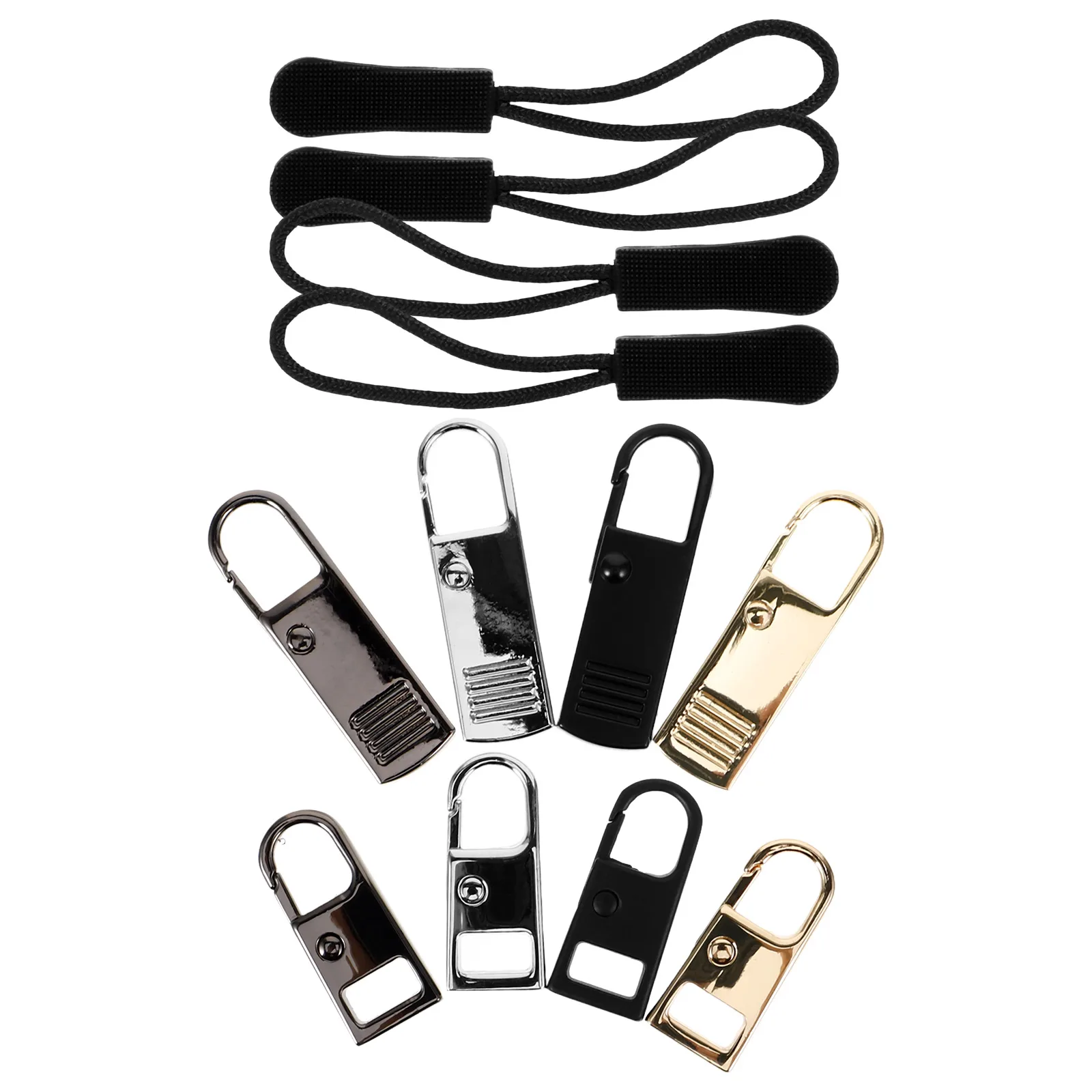 

12 Pcs Repair Accessories Sturdy Metal Pulls Detachable Clothing Zipper Heads Replacement For Bags Coats Jackets