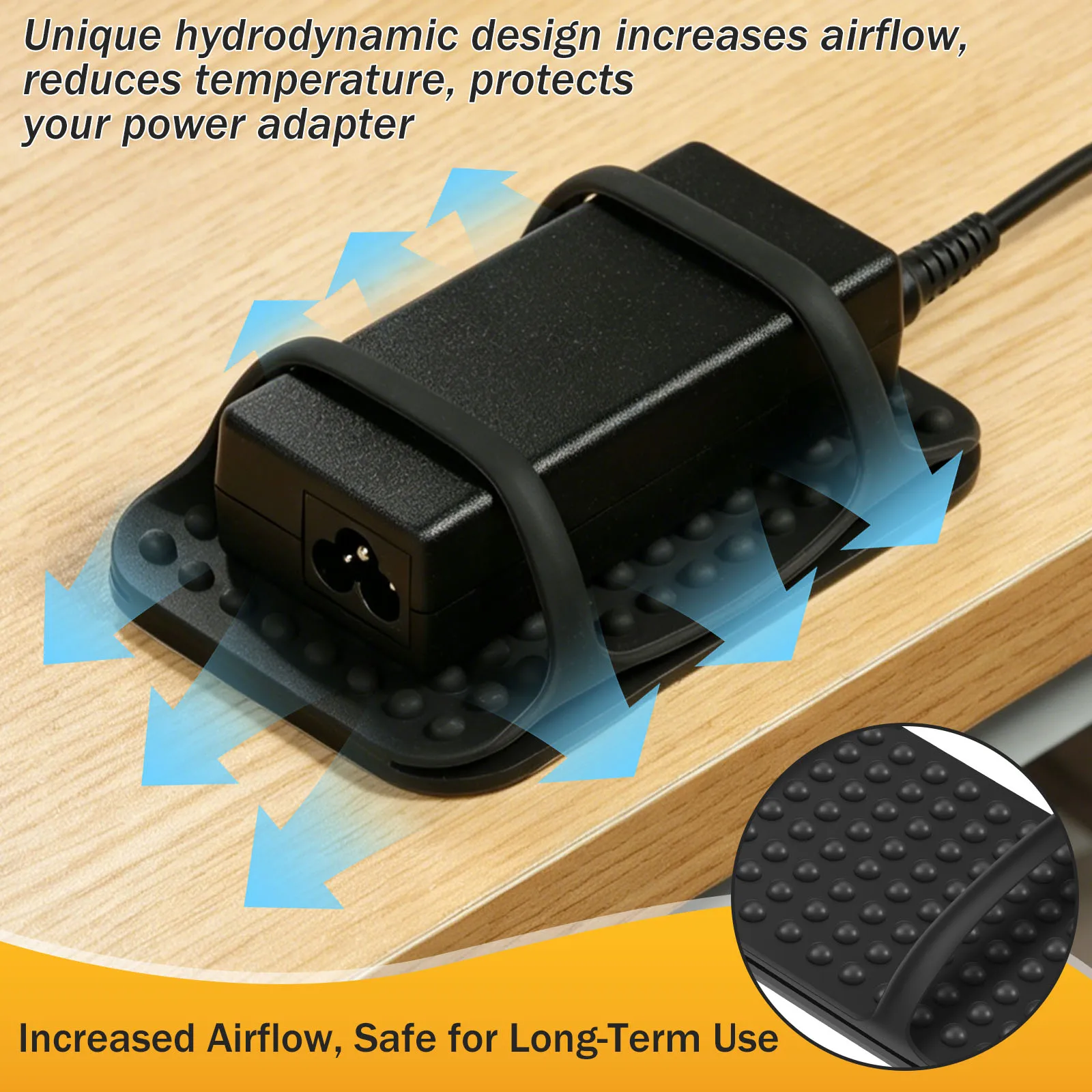 1/2/4 Pack Silicone Laptop Charger Holder Under Desk Power Brick Mount Organizer for Charging Brick Cables Secure Supply Holder