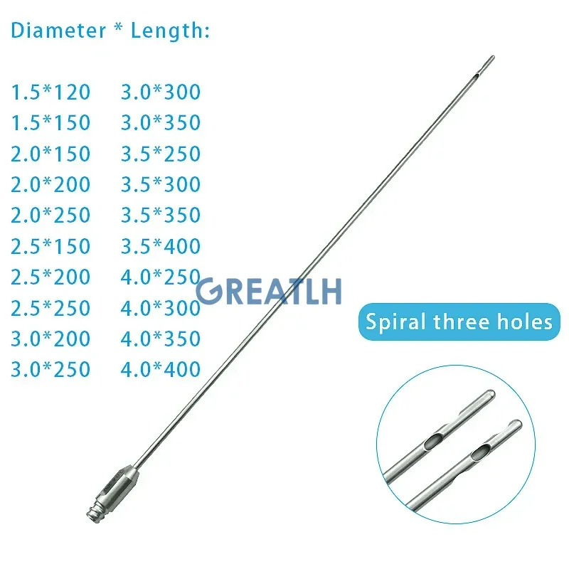 Spiral Liposuction Cannula with 3 Holes Micro Cannulas Needl Stainless Steel  Lipusuction Instrument Plastic Beauty Tools 1pcs