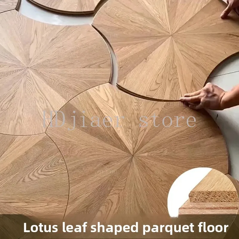 

Black walnut lotus leaf special-shaped parquet floor lotus art parquet floor large lotus leaf floor