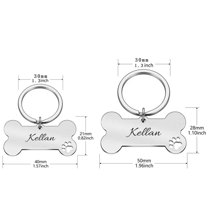 Personalisiertes Hunde- und Katzen-ID-Etikett aus Rostfreiem Stahl, Anti-Verlust Haustier-Halskette mit Kostenloser Gravur, Knochenförmiger Anhänger Schlüsselring, Haustierzubehör – Detail 3