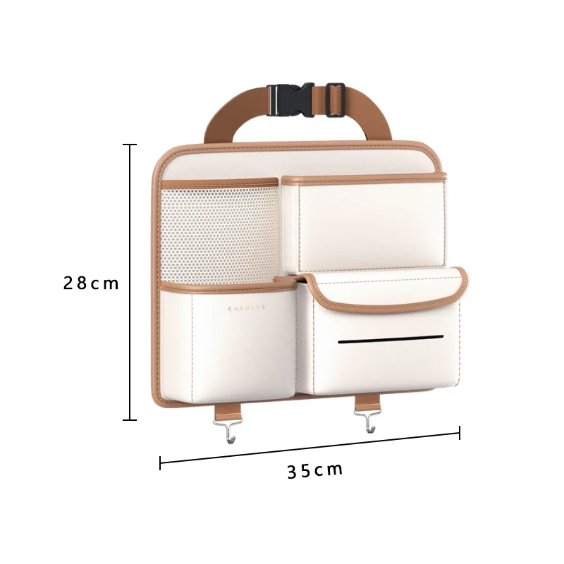 Car Back Storage Bag Multifunctional Hanging Organizer with Anti Kick Pad Cup Holder Tissue Box Waterproof Car Backseat