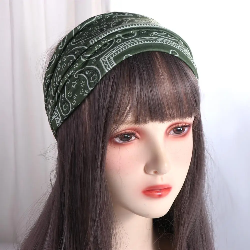 

Cashew Print Boho Knot Turbans Headwrap Elastic Wide Edge Floral Bandanas Headband Unisex Colorful Sports Sweatband Running