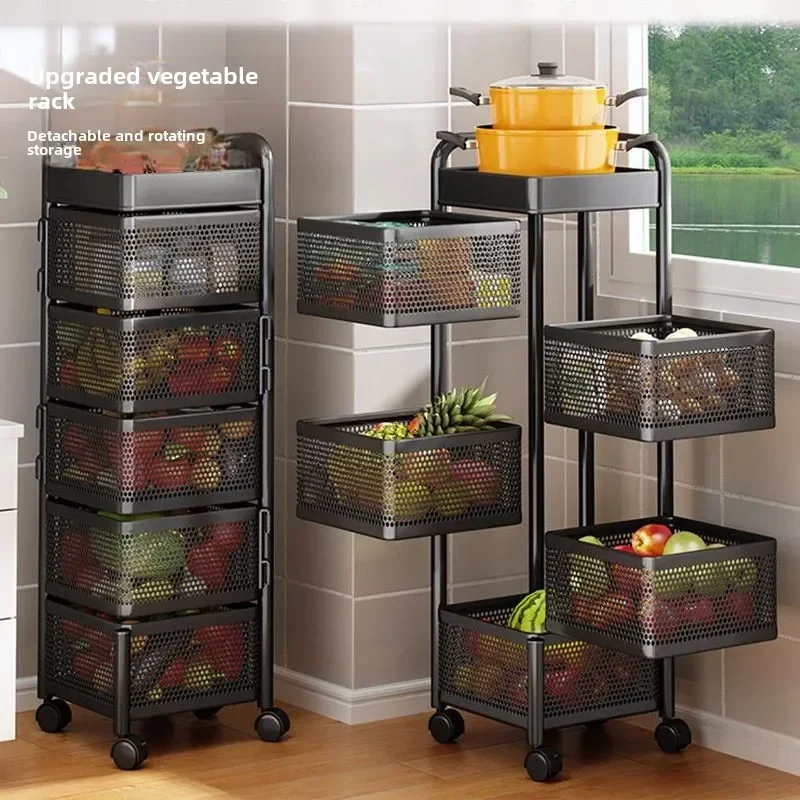 

Rotation Rack Kitchen Fruit and Vegetable Multi-functional Floor Multi-layer Vegetables Snacks Storage