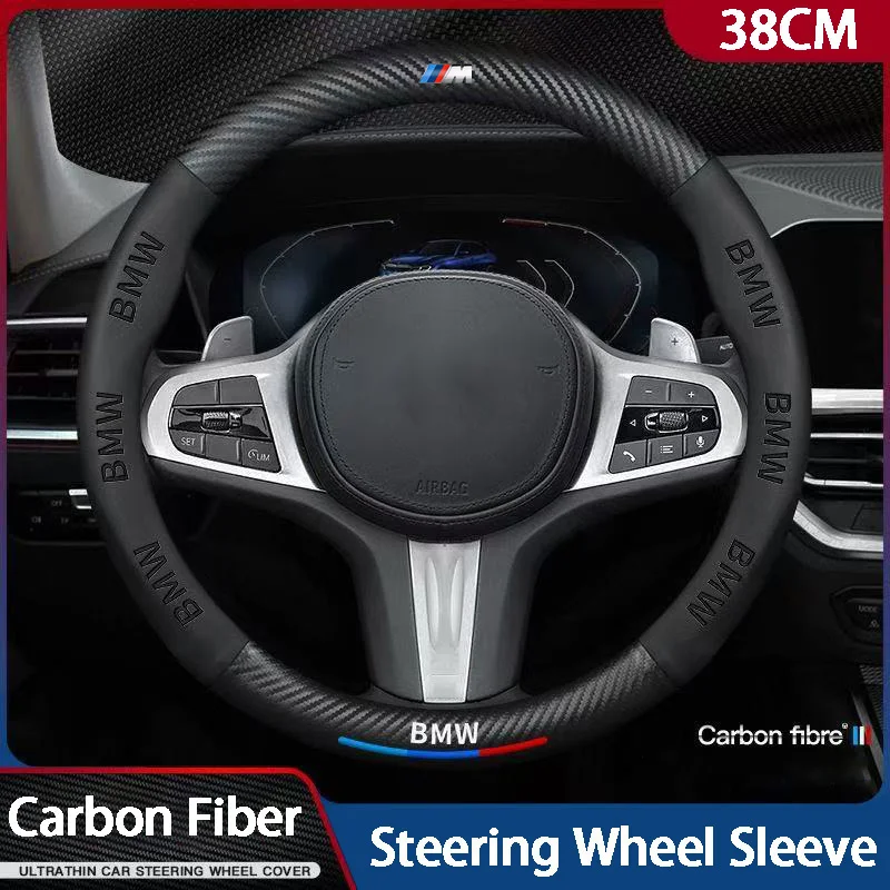 

3D Embossing Carbon Fiber Leather Car Steering Wheel Cover For BMW E90 E36 E60 X1 F22 F21 E46 E39 E30 F20 E87 E92 X5 E34 M Sport