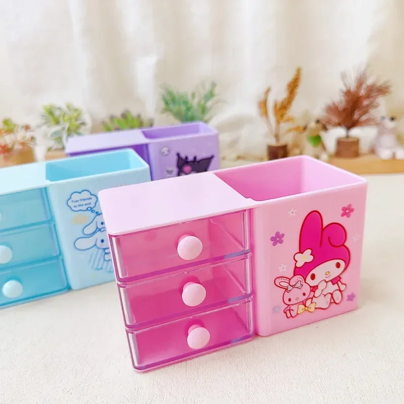 __bn__ Cinnamoroll My Melody Anime Kawaii Sanrio Desktop Storage Box Cute Kuromi Stationery Organizer Pen Holder Jewelry Case Kids Gift