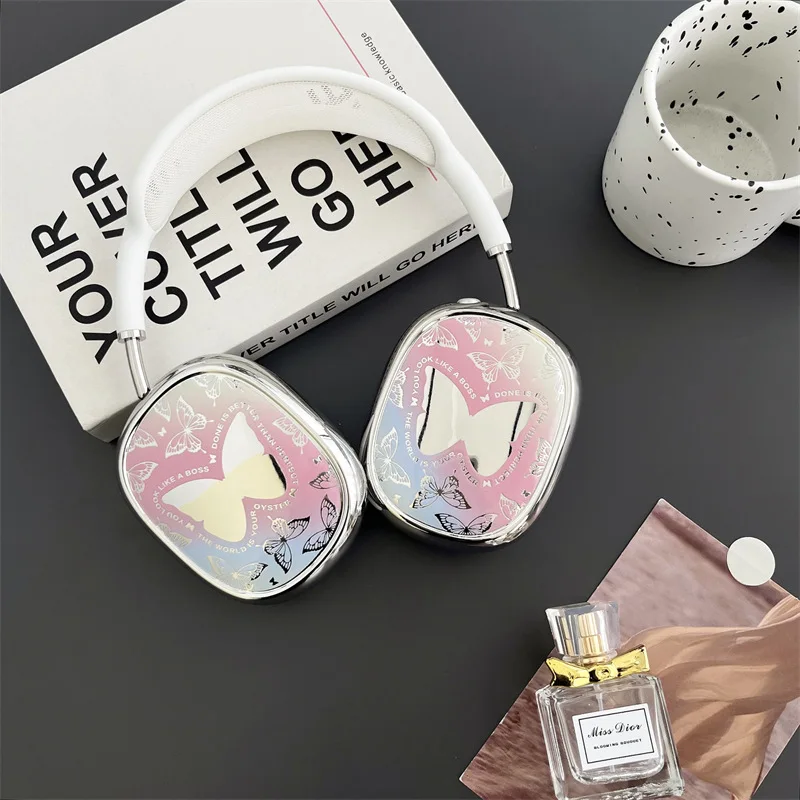 Gradient Butterfly Pattern for Airpods Max Protective Case Head-mounted Ear Caps Earmuffs and Headphone Shells