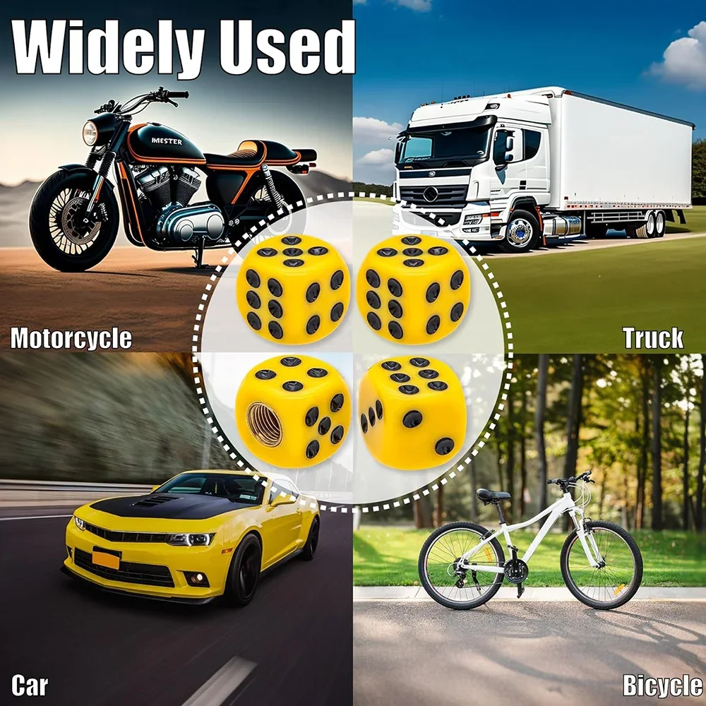 4 szt. Nakładki na zawory opon kostki, wodoodporne, hermetyczne nakładki na opony samochodowe, uniwersalne osłony trzpienia zaworu do samochodów motocykle rower — zdjęcie 7