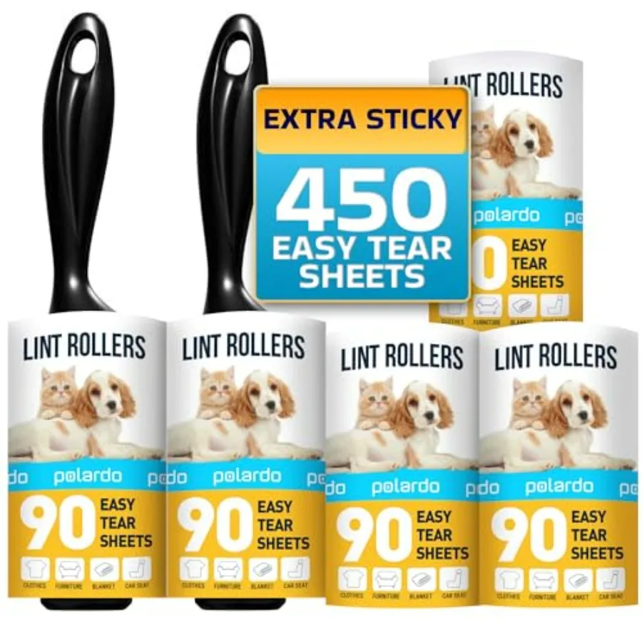 

Lint Rollers for Pet Hair, White, Sticky Remover for Couch, Clothes, Furniture and Carpet, Dog and Cat Fur Remover, Animal Fuzz