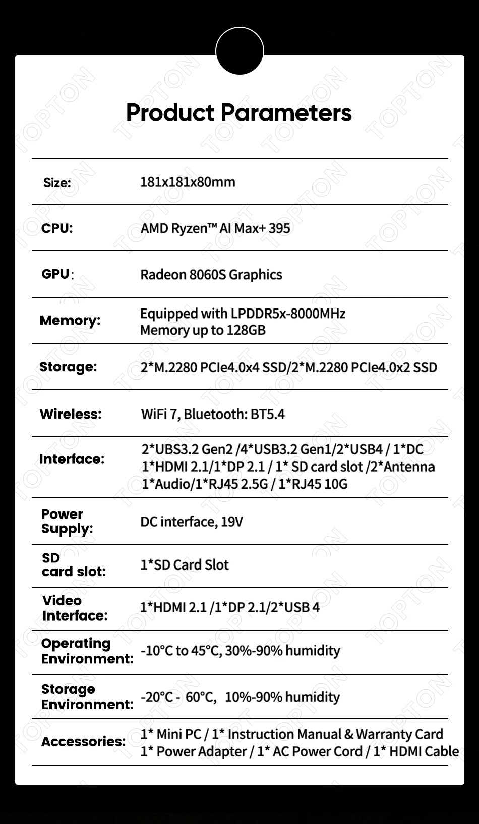 Topton AI Mini PC Gaming 128GB LPDDR5 AMD Ryzen AI Max+395 Radeon 8060S 4*M.2 NVMe Firewall NAS Computer Dual NIC 10G 2.5G WIFI7
