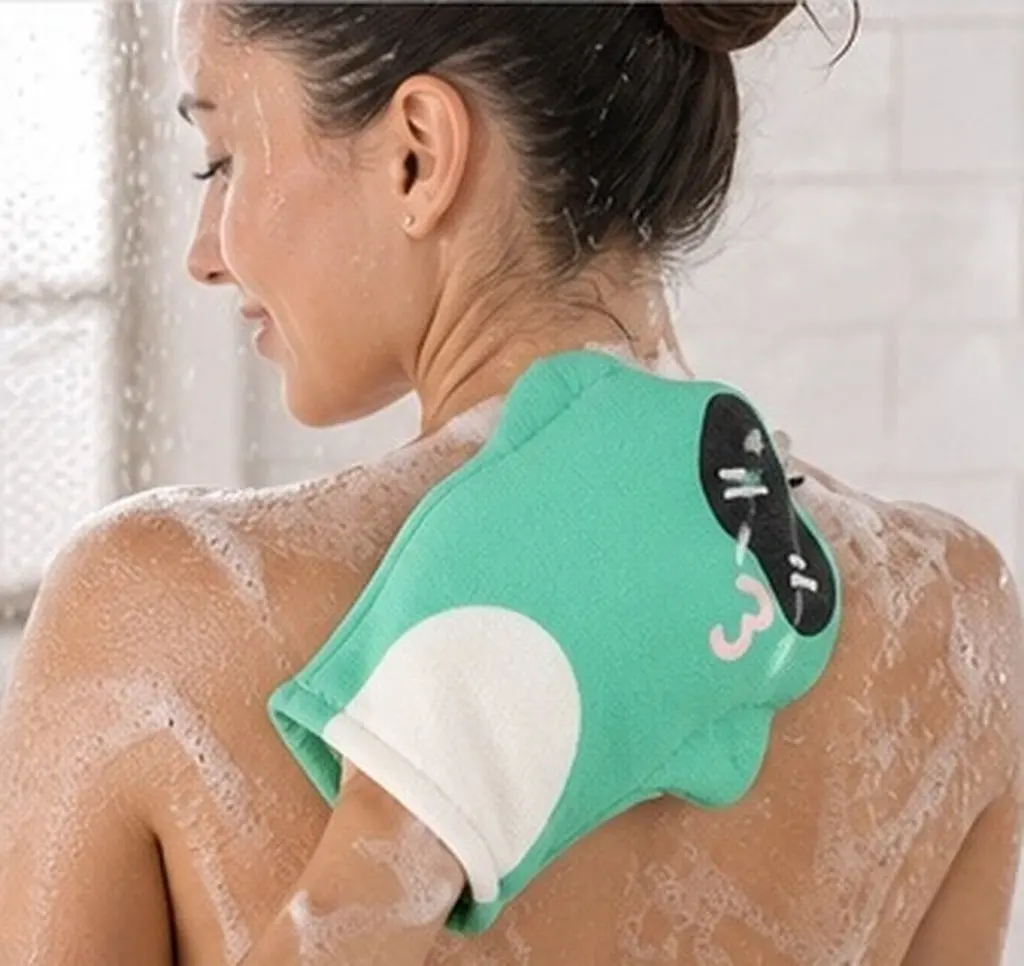 Shower Mitt Exfoliating Glove for Arms Legs Back Chest Body Scrubbing Tool Soft Yet Effective Skin Cleaning Bath Mitten Travel