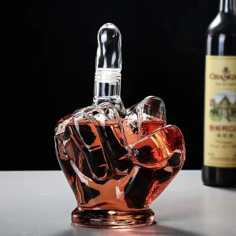 Creative Middle Finger Bottle High Borosilicate Glass Decanter Red Whiskey Wine Container Wine Cabinet Decor Bar Utensils