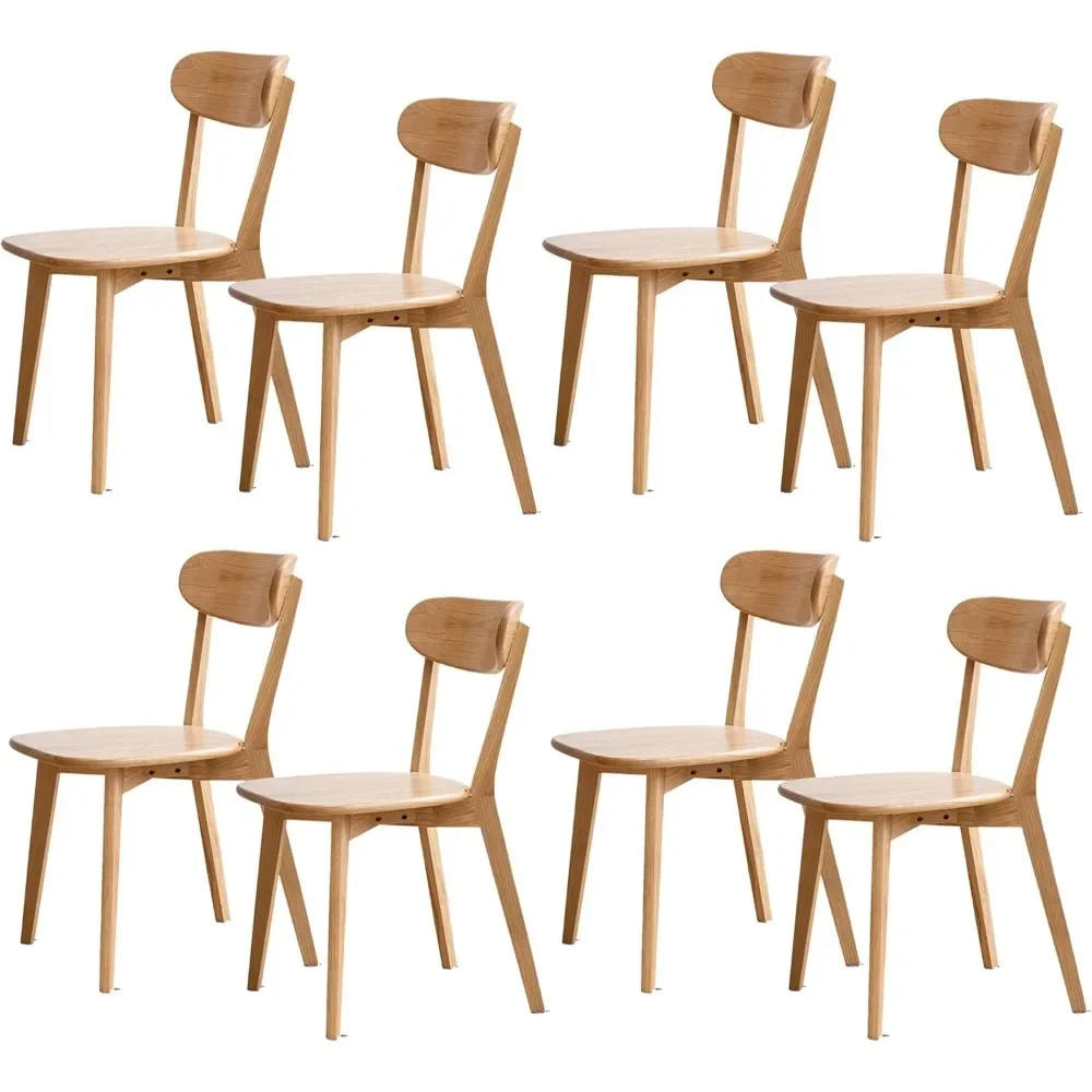 

Modern Dining Chairs Set of 8, Solid Oak Wood Dining Chair with Comfortable Backrest, Sturdy Wooden Chairs for Kitchen
