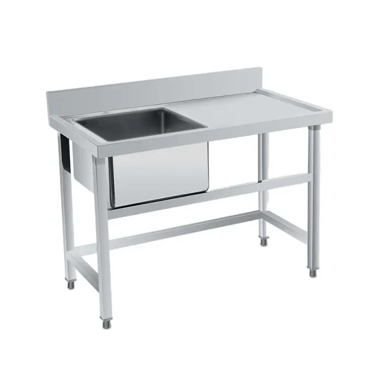 

2026 High Quality Commercial Solid Durable Single Slot Stainless Steel Kitchen Wash Basin with Counter