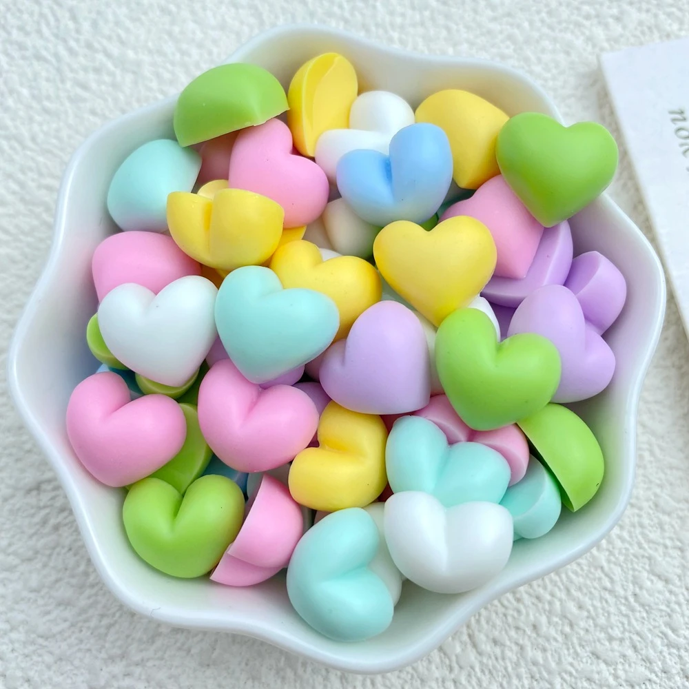 20Pcs New Cute Resin Mini 12 *13mm Heart-shaped Series Flat Back Parts Embellishments For Hair Bows Accessories