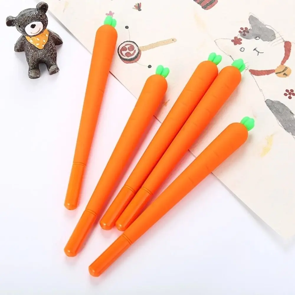 1/5Pcs Durable Simulation Carrot Gel Pen 0.5mm Quick-drying Black Pen Writing Stationery Exam Professional Pens