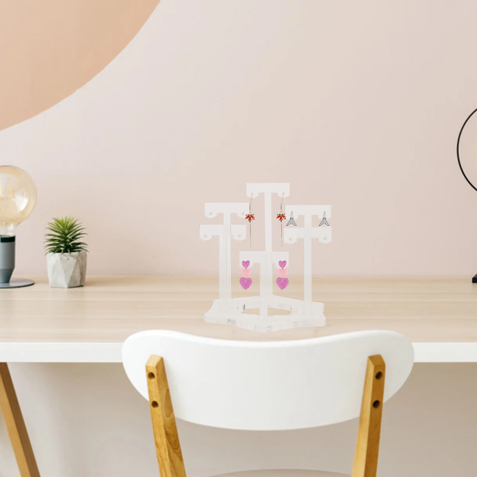 

T Shaped Jewelry Rack Acrylic Earring Display St Storage Holder Clear Material Lightweight Compact Stable Base
