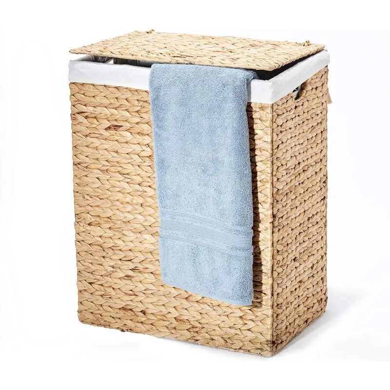 

Premium Natural Handwoven Portable Laundry Bin Basket with Carrying Handles, Household Storage for Clothes, Linens