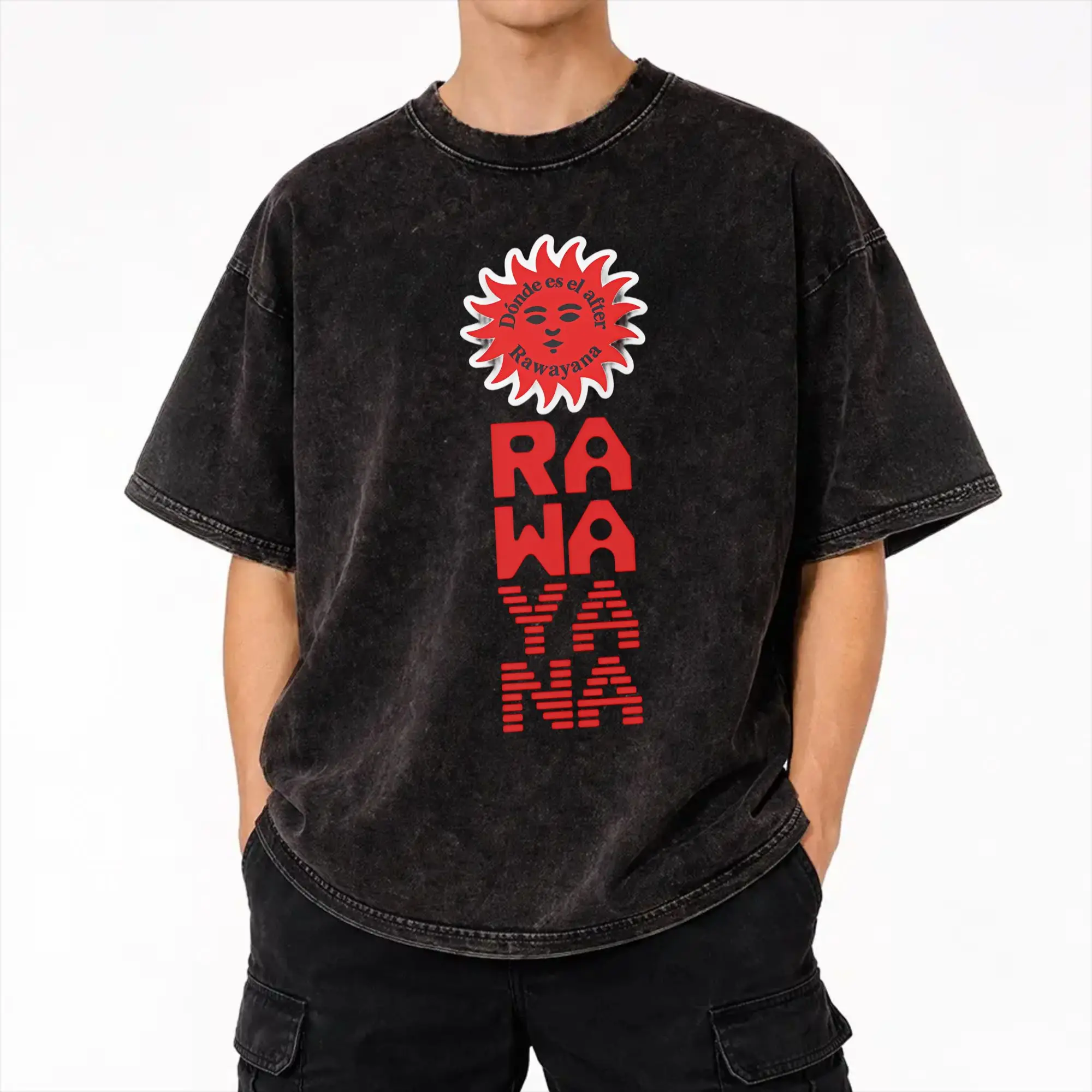 Harajuku Washed Shirts Rawayana ¿Donde Es El After? 2026 Album Merch Fashion T Shirt Harajuku  Streetwear 100% Cotton