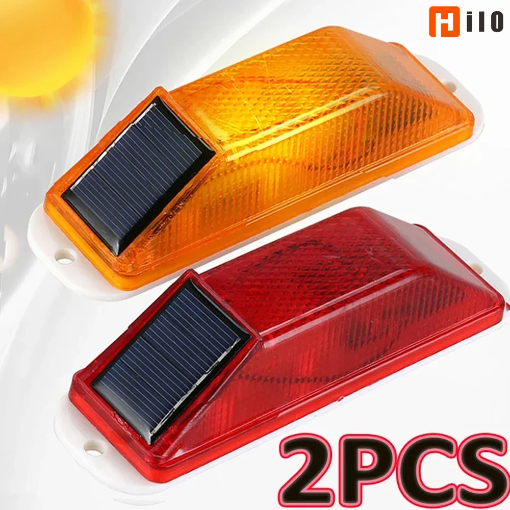 2pcs Warning LED Lamp Solar Warning Lamp Solar Strobe Lamp  Chip Control Bridge Night Driving Safety Light Traffic Caution Light