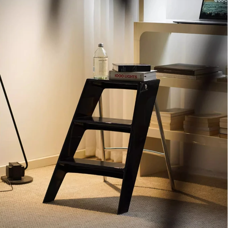 Acrylic Transparent Ladder Stool Middle Ancient Style Folding Step Ladder Indoor Thickened Herringbone Storage Three-step Ladder